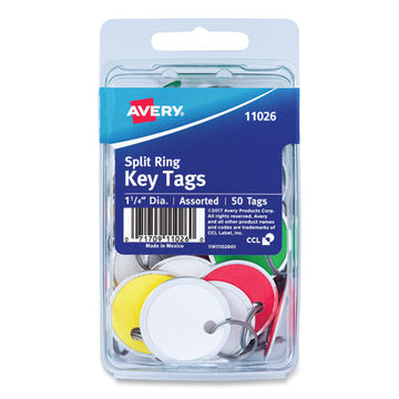Avery® Key Tags With Split Ring, 1 1-4 Dia, Assorted Colors, 50-pack freeshipping - TVN Wholesale